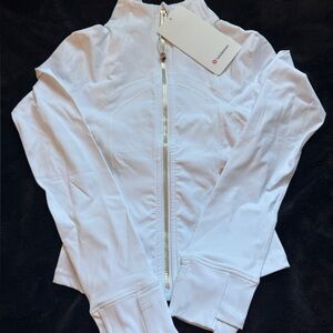 Lululemon White Cropped Nulu Define Jacket W/ Gold Zipper
